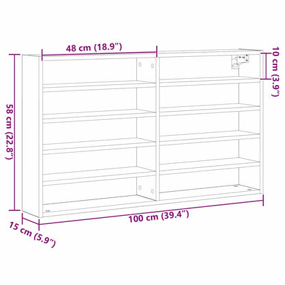 Vitrinenschrank Schwarze Eiche 100 x 15 x 58 cm Holzwerkstoff