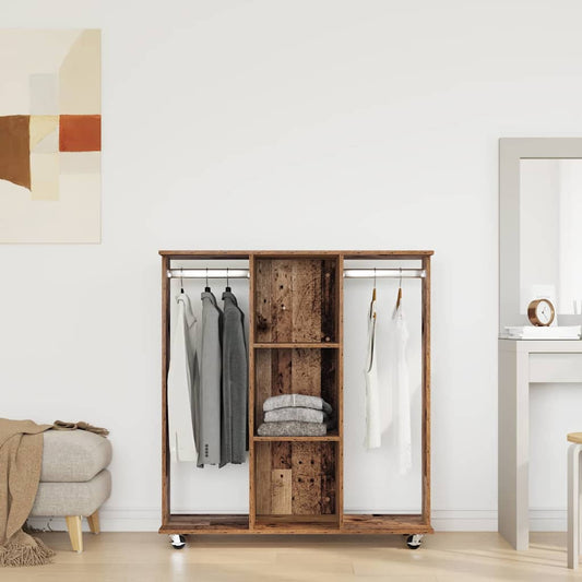 Kleiderschrank mit Rad Altholz 102 x 38 x 110 cm Holzwerkstoff