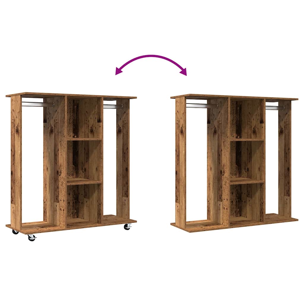 Kleiderschrank mit Rad Altholz 102 x 38 x 110 cm Holzwerkstoff
