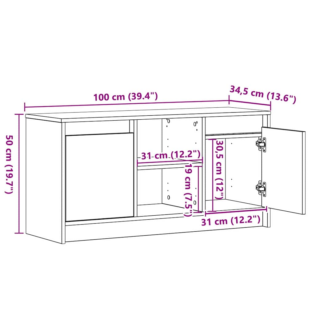 TV-Schränk Braun 100 x 34 x 50 cm Holzwerkstoff