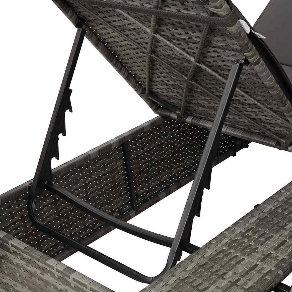 Doppelte Sonnenliege mit Dach Grau 205 x 129 x 200 cm PE Rattan