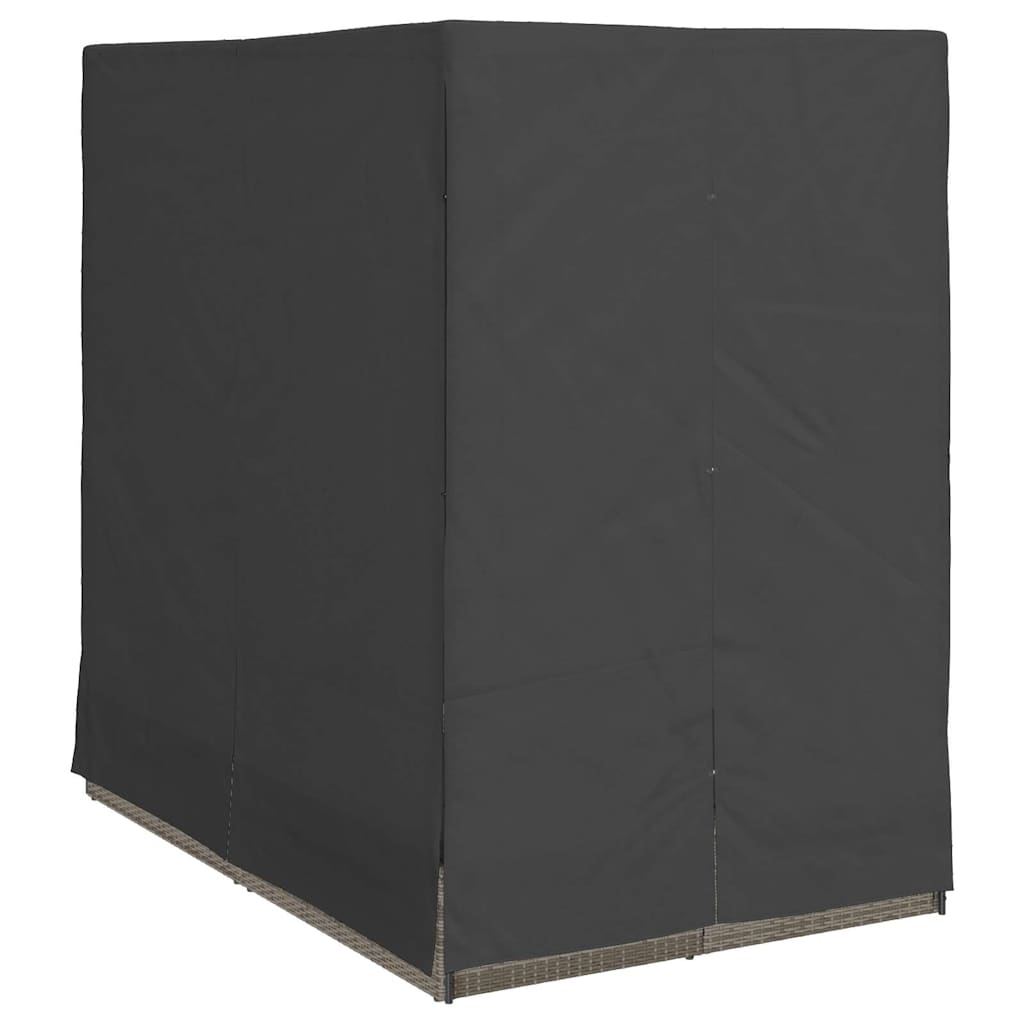 Doppelte Sonnenliege mit Dach Grau 205 x 129 x 200 cm PE Rattan