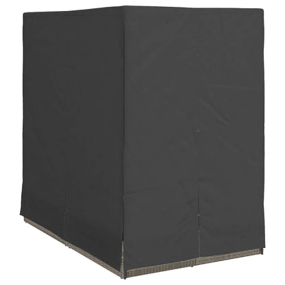 Doppelte Sonnenliege mit Dach Grau 205 x 129 x 200 cm PE Rattan