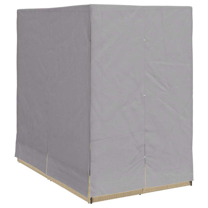 Doppelte Sonnenliege mit Dach Beige 205 x 129 x 200 cm