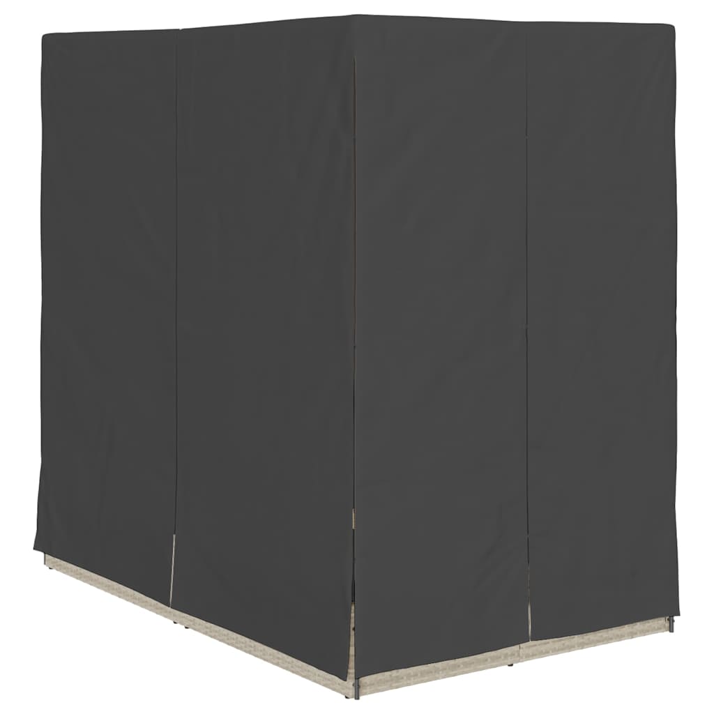 Doppelte Sonnenliege mit Dach Hellgrau 205 x 129 x 200 cm