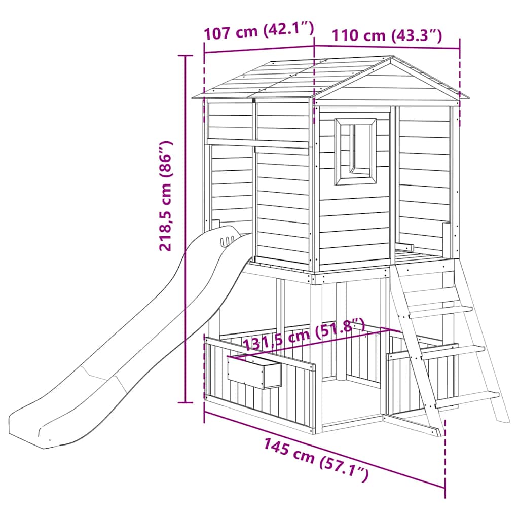 Spielturm Weiß und Blau Massivholz Tanne