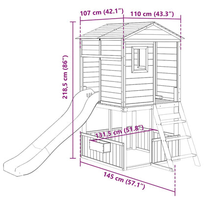 Spielturm Weiß und Blau Massivholz Tanne