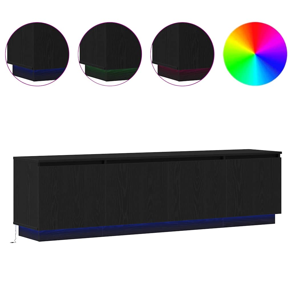 LED-TV-Dashboard Schwarze Eiche 180 x 38 x 49 cm Holzwerkstoff