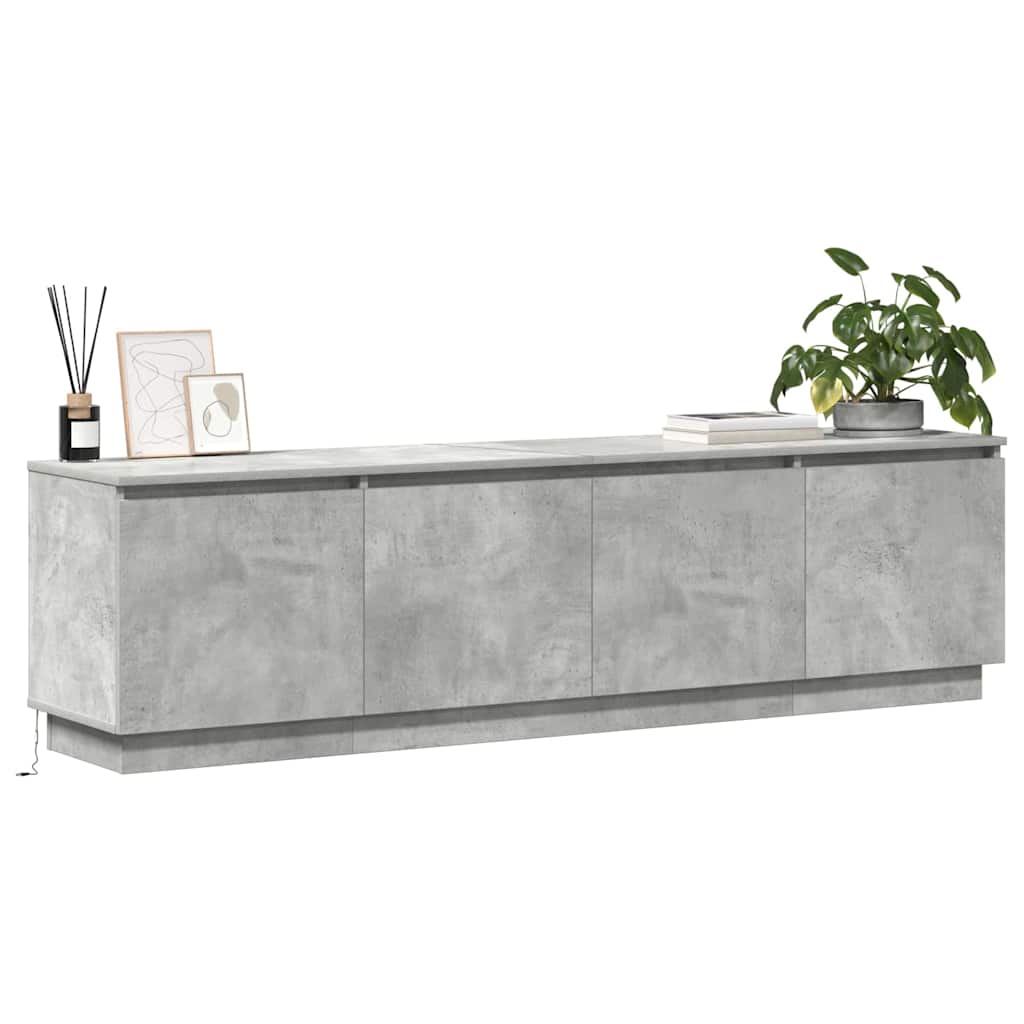 LED-TV-Dashboard Betongrau 180 x 38 x 49 cm Holzwerkstoff