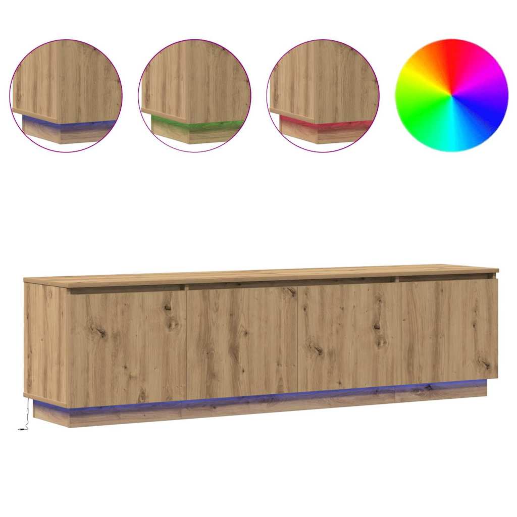 LED-TV-Dashboard Eiche handwerklich 180 x 38 x 49 cm