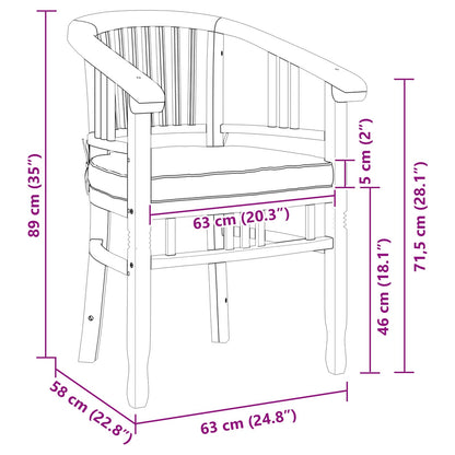 Gartenstühle 2 pcs Braun 63 x 58 x 89 cm Teak-Massivholz