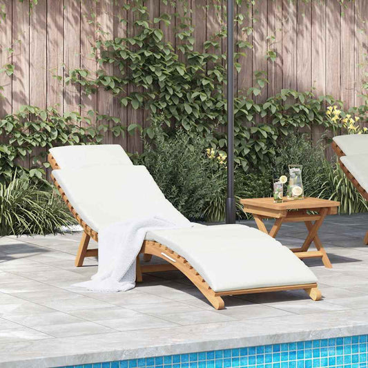 Sonnenliege Cremeweiß 188 x 55 x 59 cm Teak-Massivholz