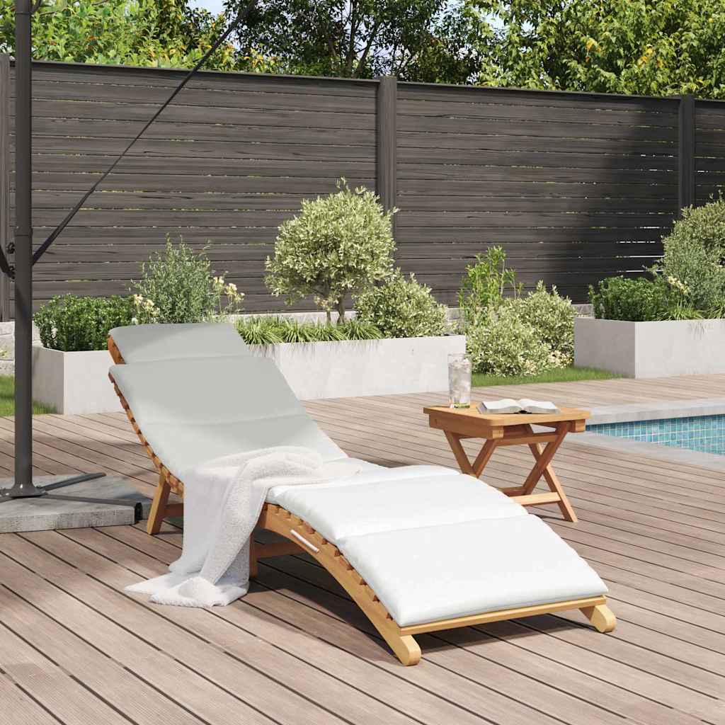 Sonnenliege Cremeweiß 188 x 55 x 59 cm Teak-Massivholz