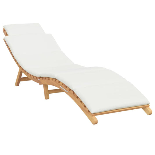 Sonnenliege Cremeweiß 188 x 55 x 59 cm Teak-Massivholz