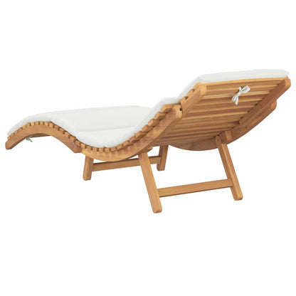 Sonnenliege Cremeweiß 188 x 55 x 59 cm Teak-Massivholz