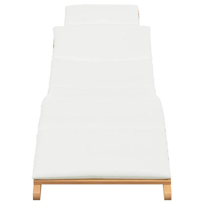 Sonnenliege Cremeweiß 188 x 55 x 59 cm Teak-Massivholz