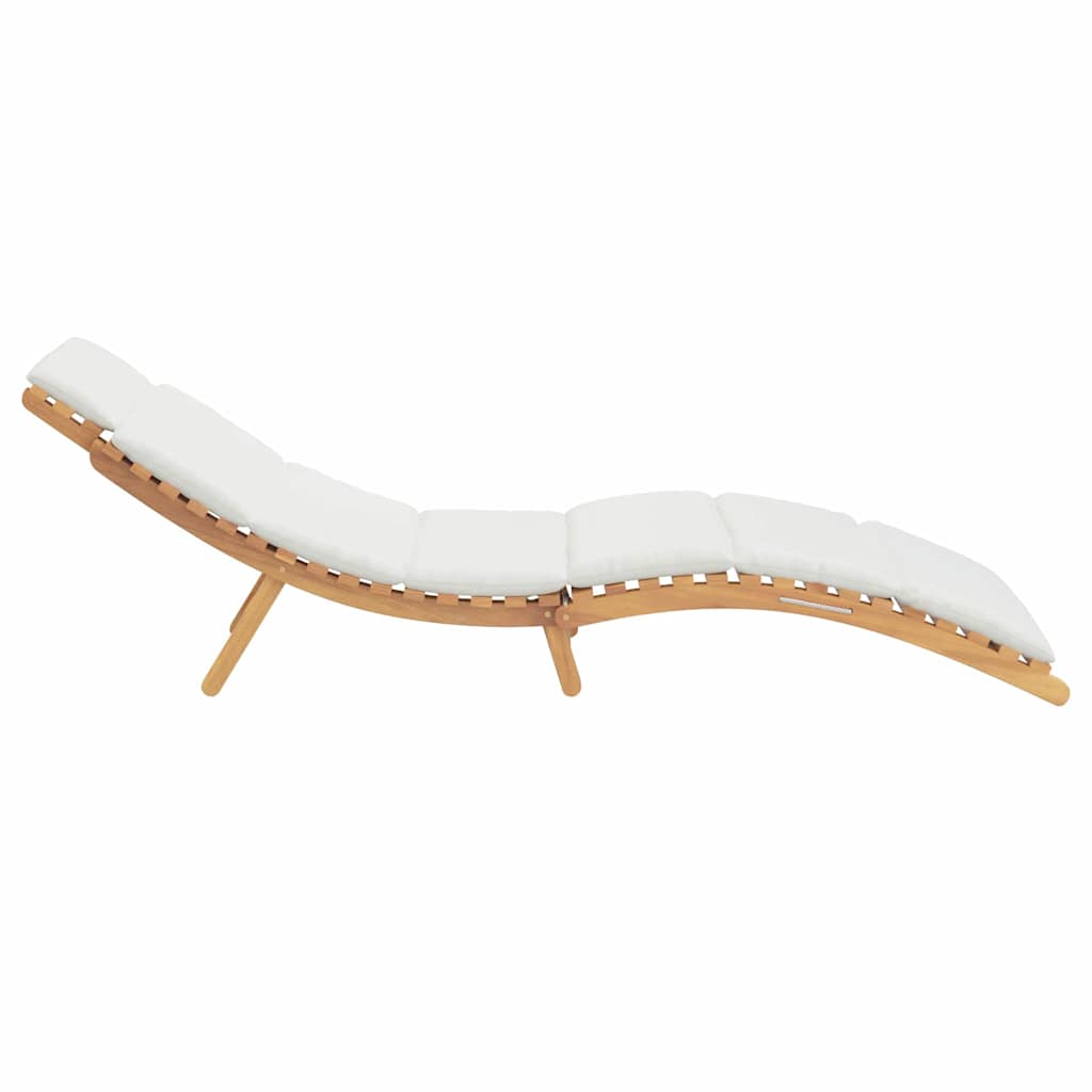Sonnenliege Cremeweiß 188 x 55 x 59 cm Teak-Massivholz