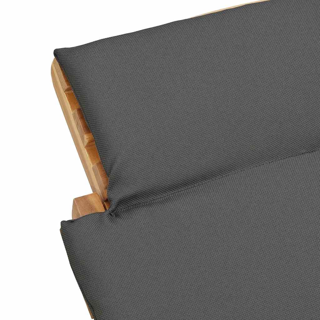 Sonnenliege Dunkelgrau 188 x 55 x 59 cm Massivholz Teak