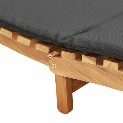 Sonnenliege Dunkelgrau 188 x 55 x 59 cm Massivholz Teak