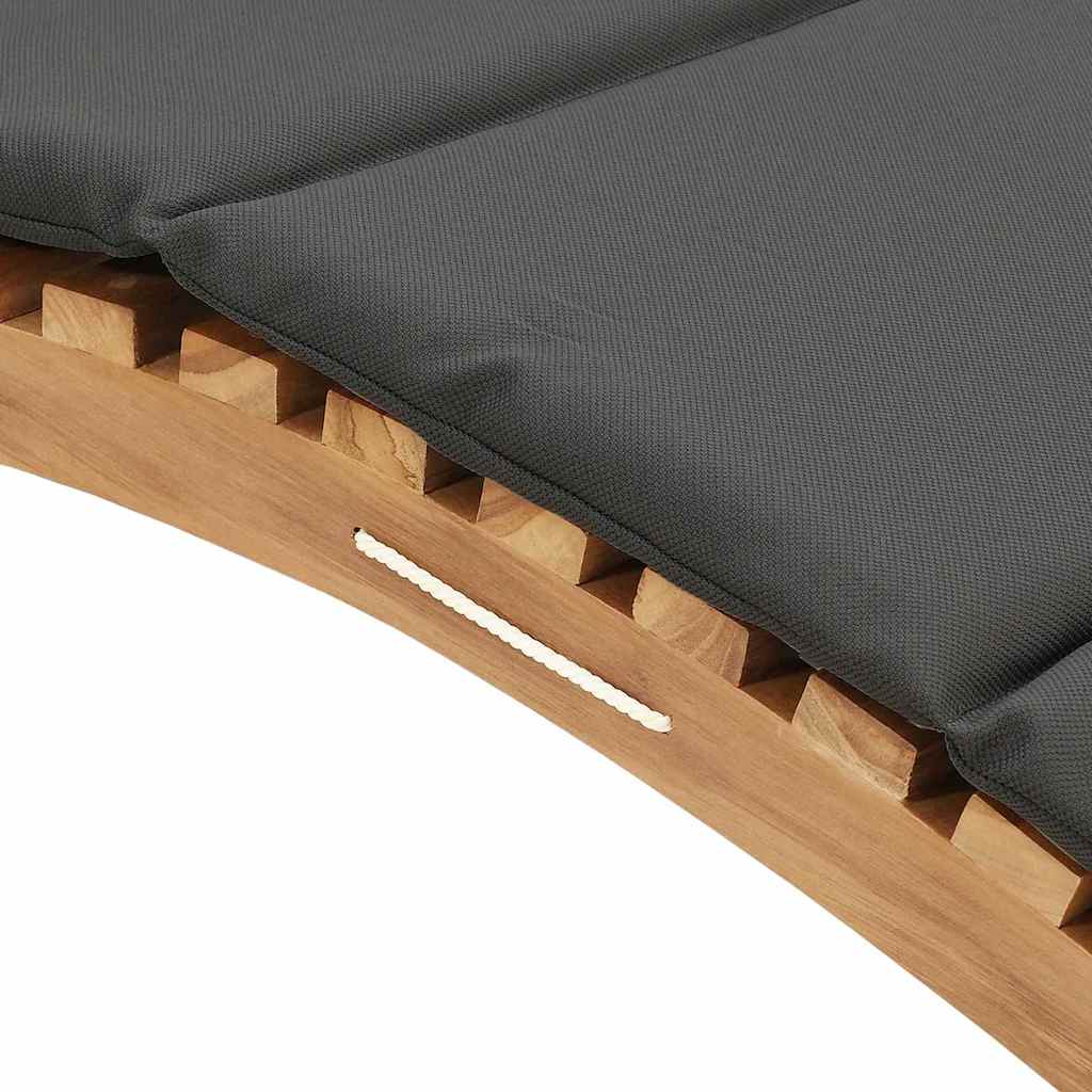 Sonnenliege Dunkelgrau 188 x 55 x 59 cm Massivholz Teak