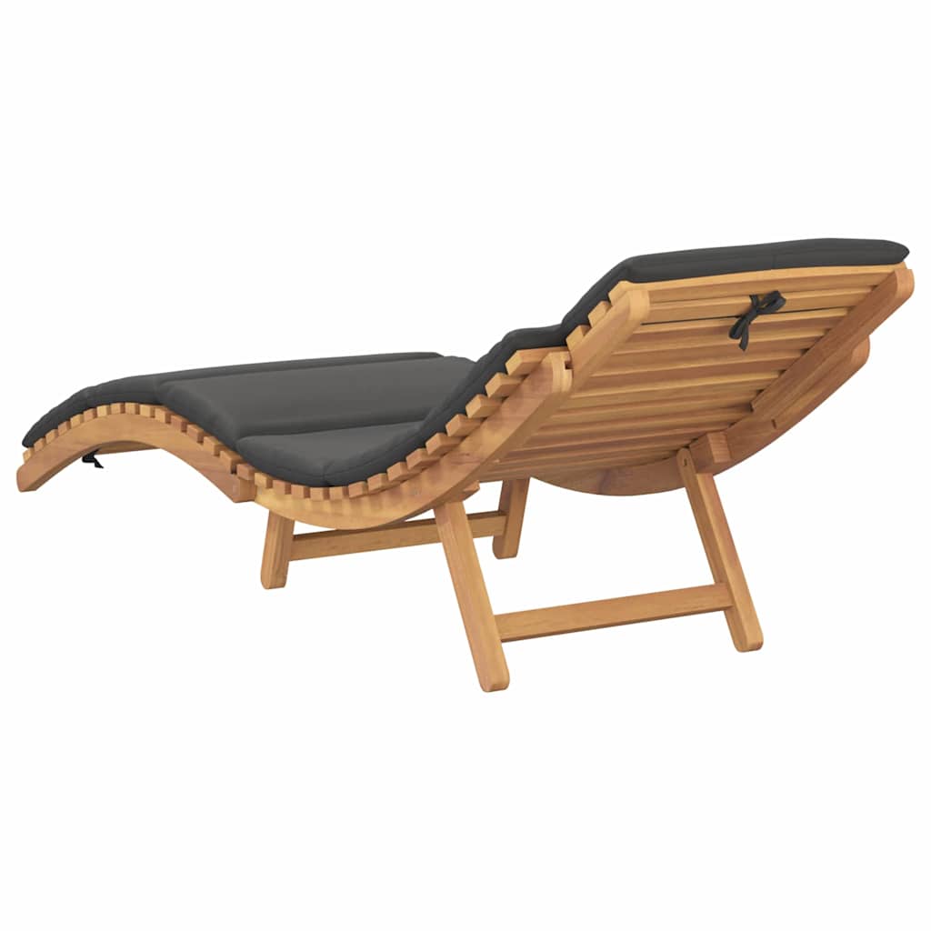 Sonnenliege Dunkelgrau 188 x 55 x 59 cm Teak-Massivholz