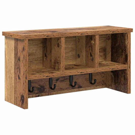 Wandmontierter Kleiderständer mit Regal Altholz 50 x 16 x 26 cm