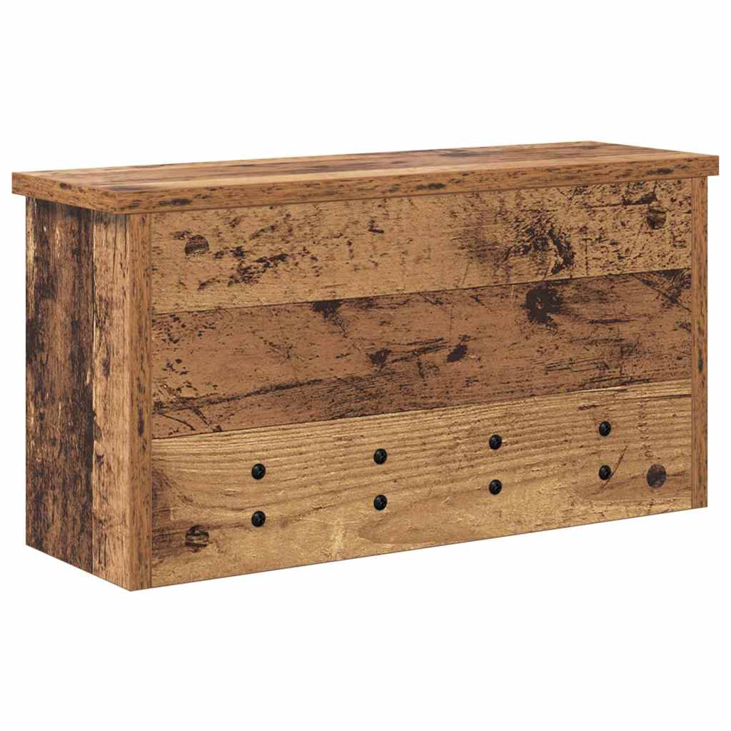 Wandmontierter Kleiderständer mit Regal Altholz 50 x 16 x 26 cm