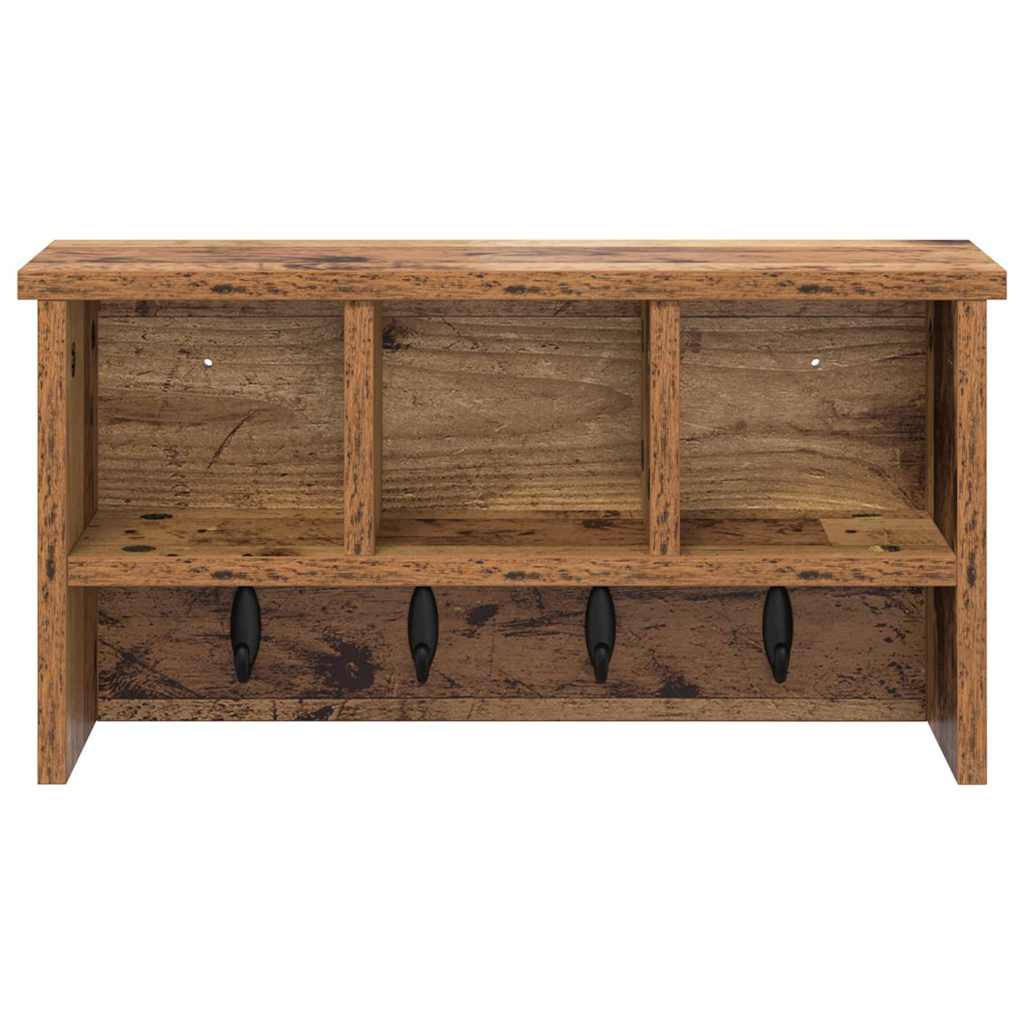Wandmontierter Kleiderständer mit Regal Altholz 50 x 16 x 26 cm