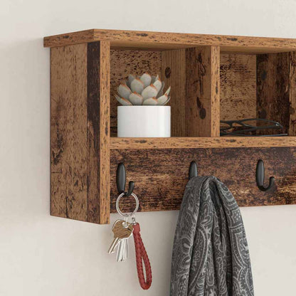 Wandmontierter Kleiderständer mit Regal Altholz 75 x 16 x 26 cm