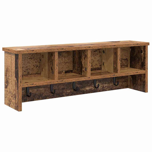 Wandmontierter Kleiderständer mit Regal Altholz 75 x 16 x 26 cm
