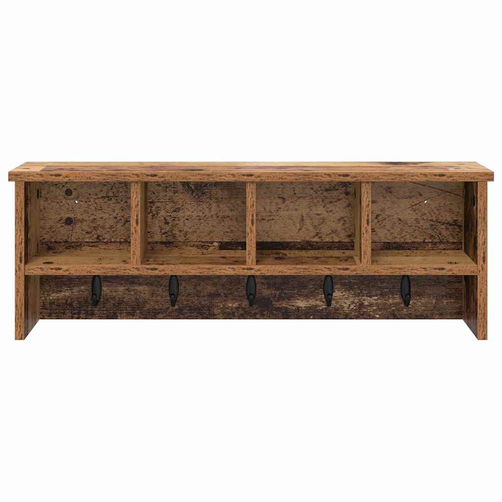 Wandmontierter Kleiderständer mit Regal Altholz 75 x 16 x 26 cm
