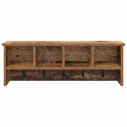 Wandmontierter Kleiderständer mit Regal Altholz 75 x 16 x 26 cm