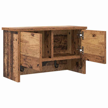 Wandmontierter Kleiderständer mit Regal Altholz 50 x 20 x 30 cm