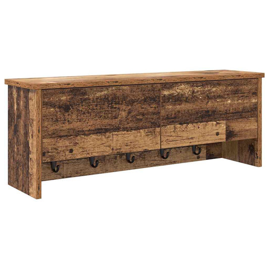 Wandmontierter Kleiderständer mit Regal Altholz 80 x 20 x 30 cm