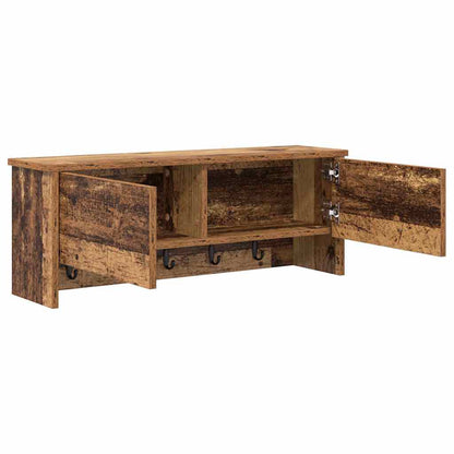 Wandmontierter Kleiderständer mit Regal Altholz 80 x 20 x 30 cm