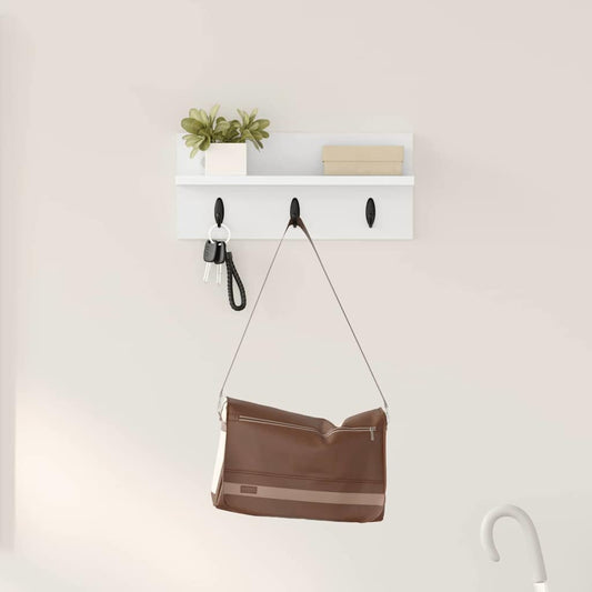 Wandmontierter Kleiderständer mit Regal Weiß 40 x 10.5 x 18 cm