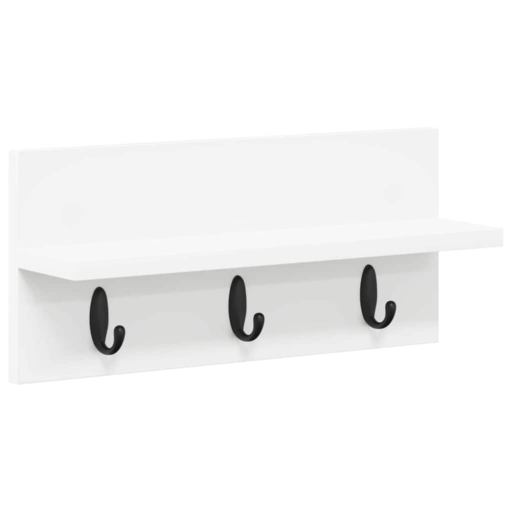 Wandmontierter Kleiderständer mit Regal Weiß 40 x 10.5 x 18 cm