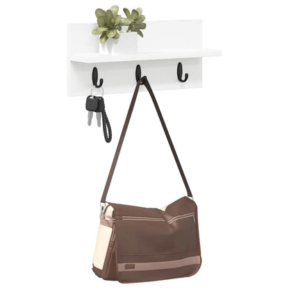 Wandmontierter Kleiderständer mit Regal Weiß 40 x 10.5 x 18 cm