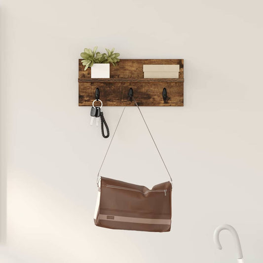 Wandmontierter Kleiderständer Räuchereiche 40 x 10.5 x 18 cm