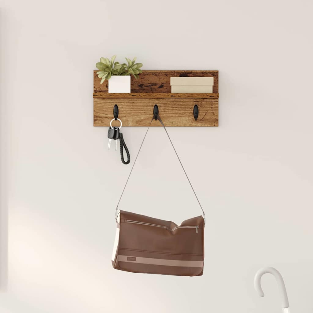 Wandmontierter Kleiderständer Altholz 40 x 10.5 x 18 cm