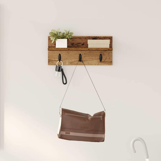 Wandmontierter Kleiderständer Altholz 40 x 10.5 x 18 cm