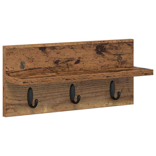 Wandmontierter Kleiderständer Altholz 40 x 10.5 x 18 cm