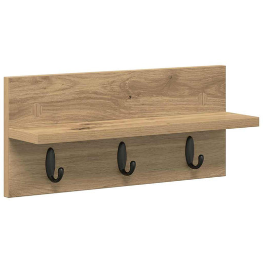Wandmontierter Kleiderständer mit Regal Eiche handwerklich