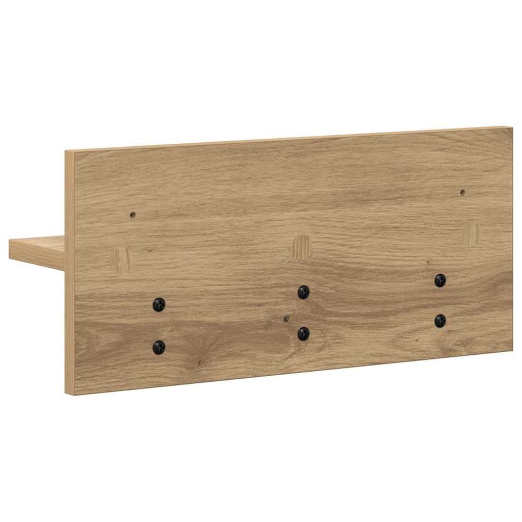 Wandmontierter Kleiderständer mit Regal Eiche handwerklich