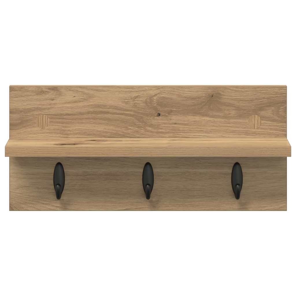 Wandmontierter Kleiderständer mit Regal Eiche handwerklich