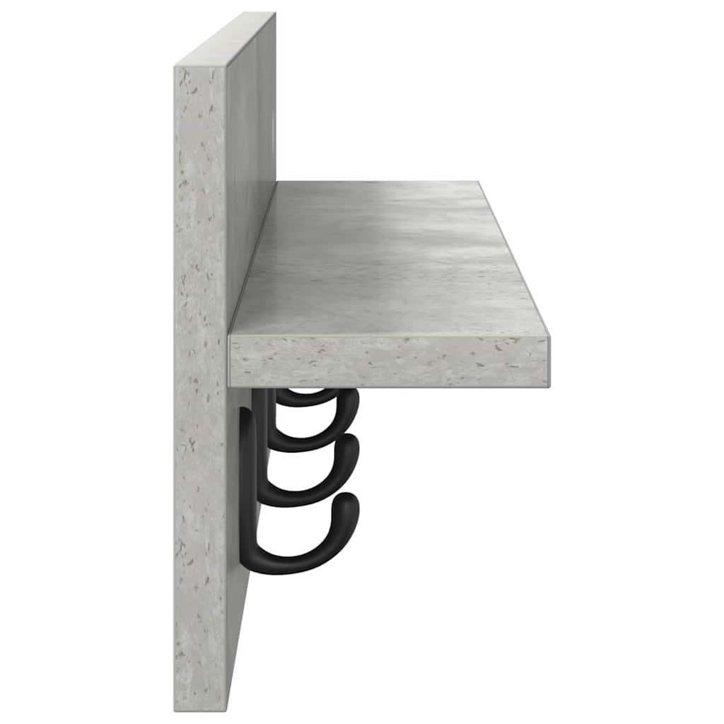 Wandmontierter Kleiderständer Betongrau 60 x 10.5 x 18 cm
