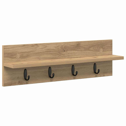 Wandmontierter Kleiderständer mit Regal Eiche handwerklich