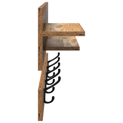 Wandmontierter Kleiderständer mit Regal Altholz 90 x 15 x 36 cm