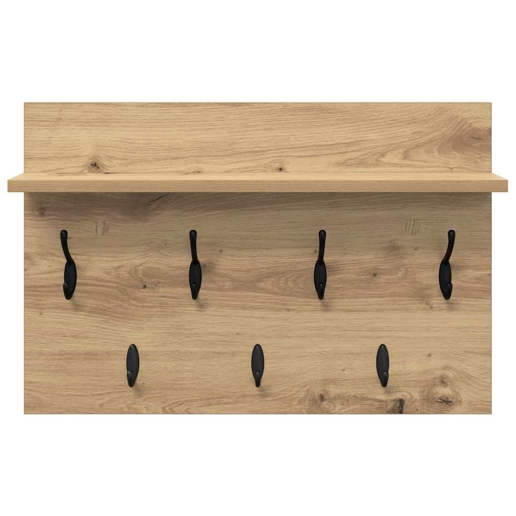 Wandmontierter Kleiderständer mit Regal Eiche handwerklich