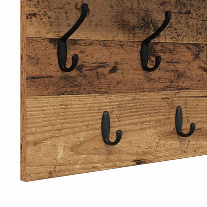 Wandmontierter Kleiderständer mit Regal Altholz 80 x 40 x 12 cm